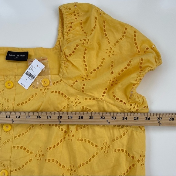Lane Bryant Women's Yellow Classic Eyelet Blouse with Button Detail Size 20, NWT - Picture 8 of 9